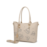 Brangio Italy Collections Women's Handbag Cream Love Vegan Leather Stain Resistant Tote Bag |BI