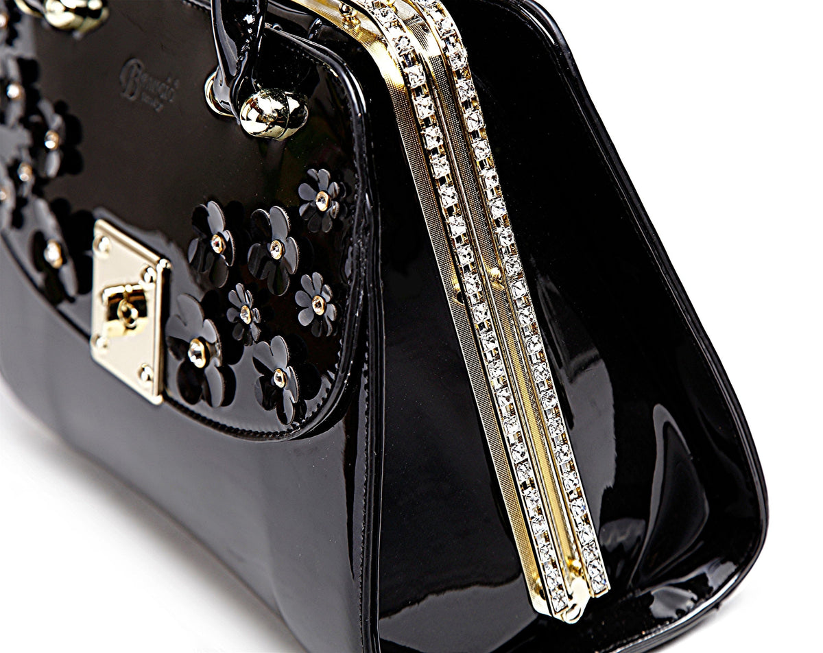 Brangio Italy Collections Women's Handbag Floral Sparx Designer Crystal Handbag + Wallet |BI