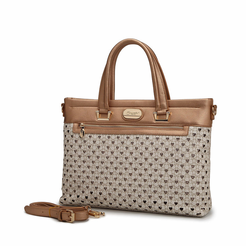 Brangio Italy Collections Women's Handbag Ivory Diamond Marvel Rhinestone Laptop Work Bag |BI