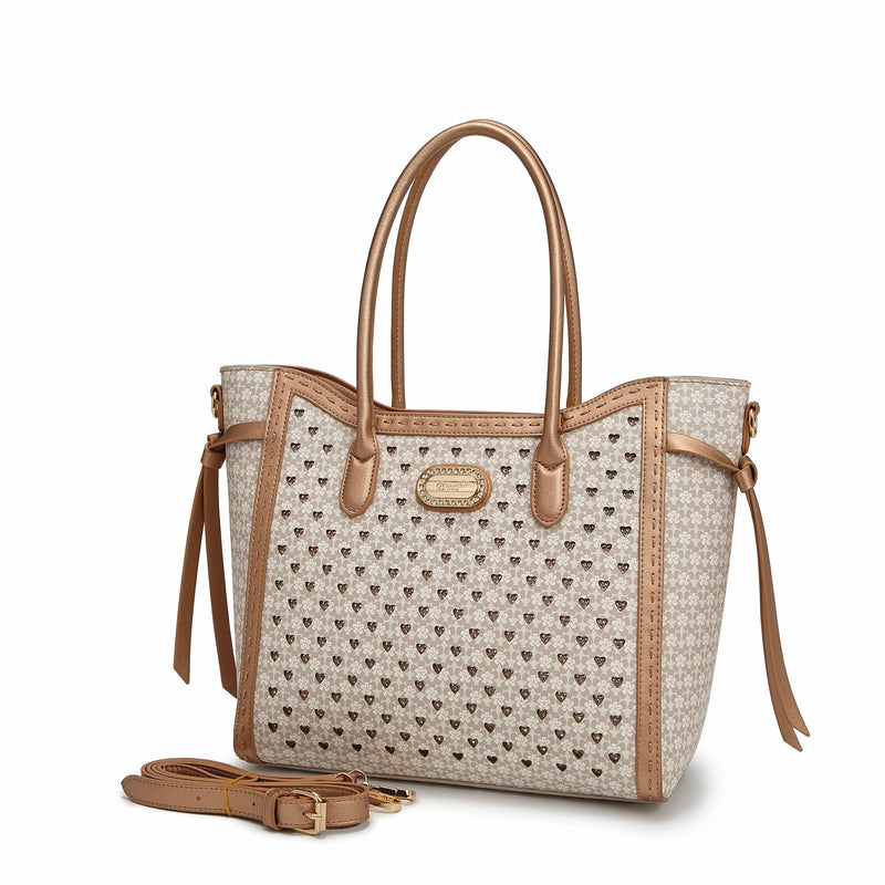 Brangio Italy Collections Women's Handbag Ivory Diamond Marvel Rhinestone Tote Bag |BI