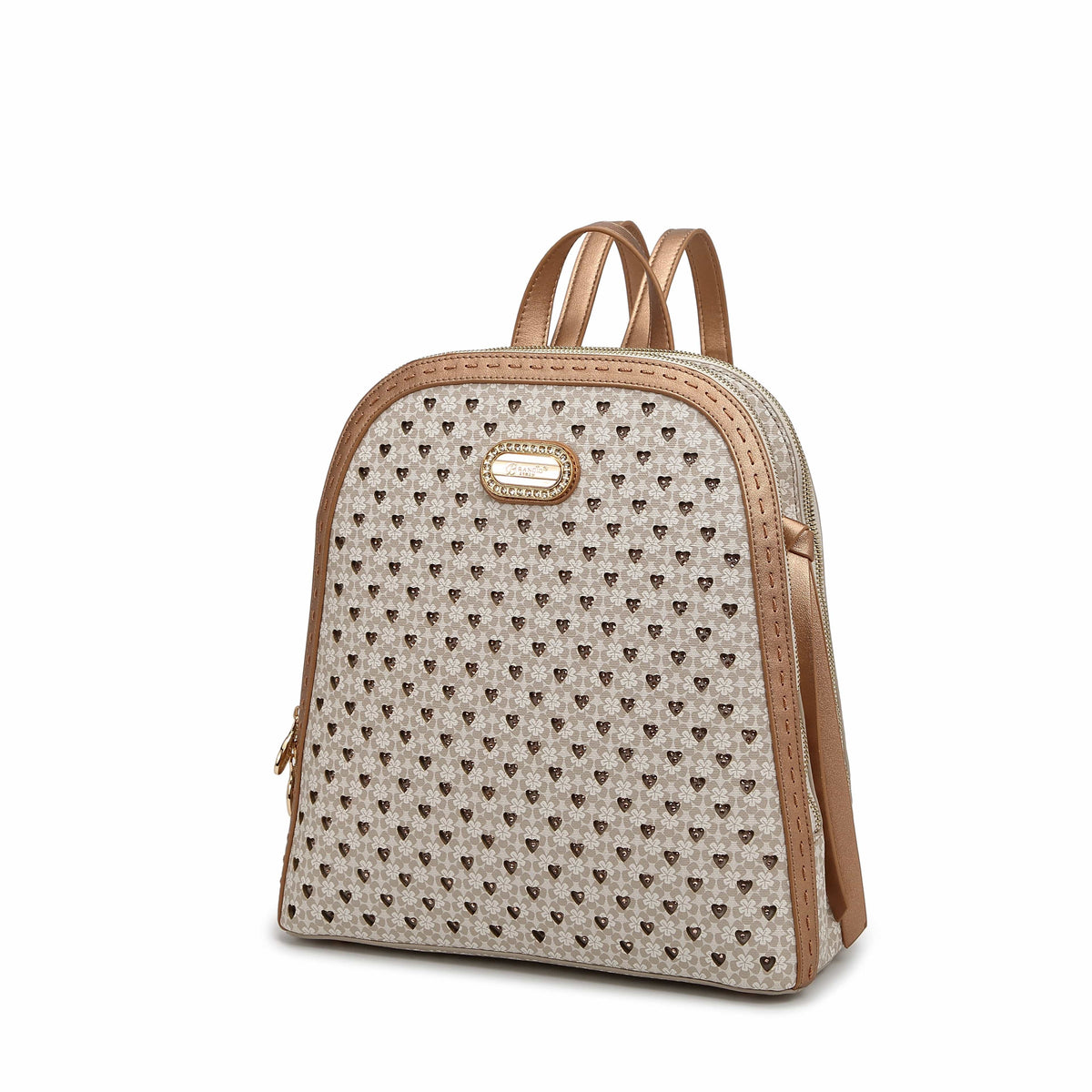 Brangio Italy Collections Women's Handbag Ivory Diamond Marvel Rhinestone Work Travel Backpack |BI