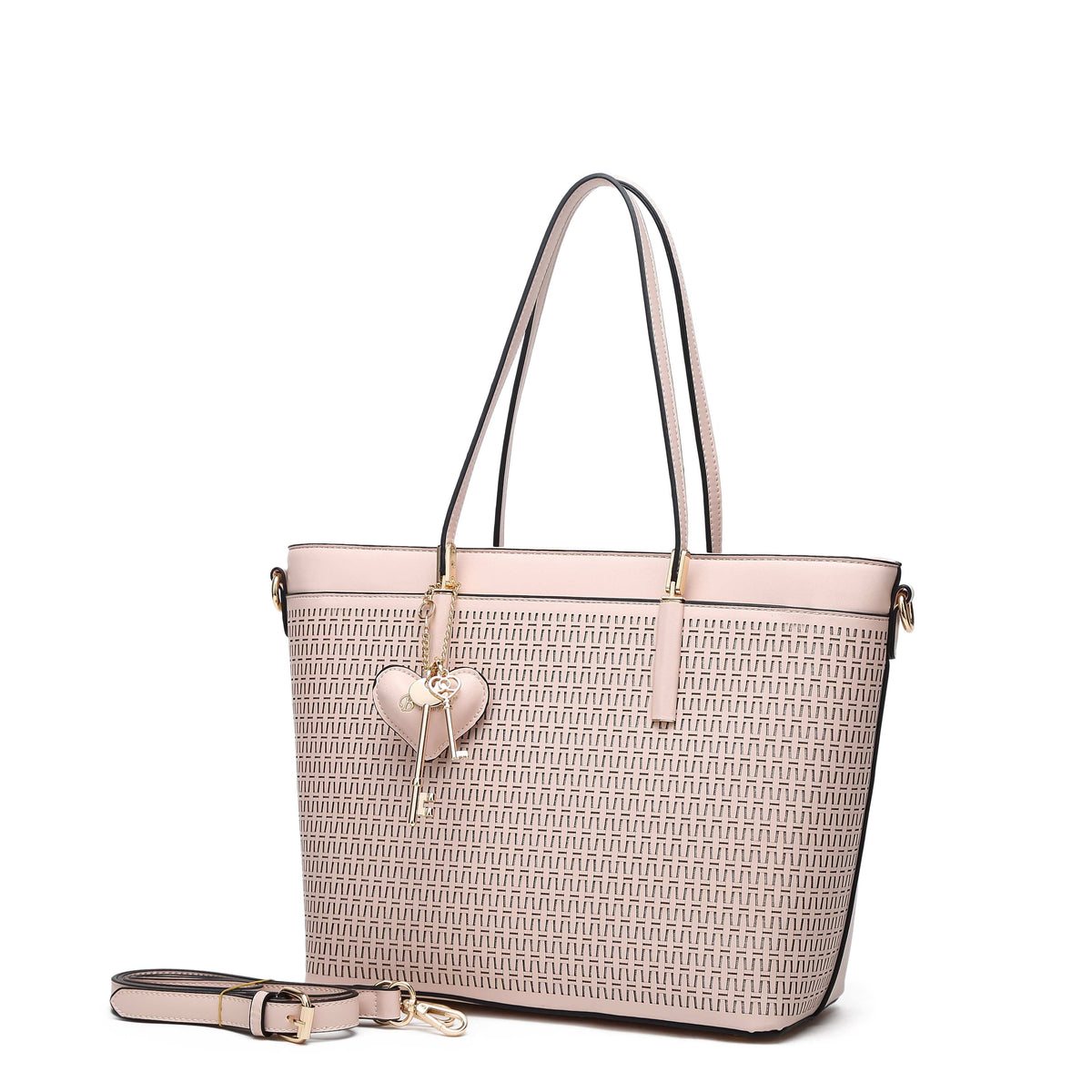 Brangio Italy Collections Women's Handbag Ivory Sacred Love Wings Crystal Vegan Leather Tote Bag + Wallet |BI