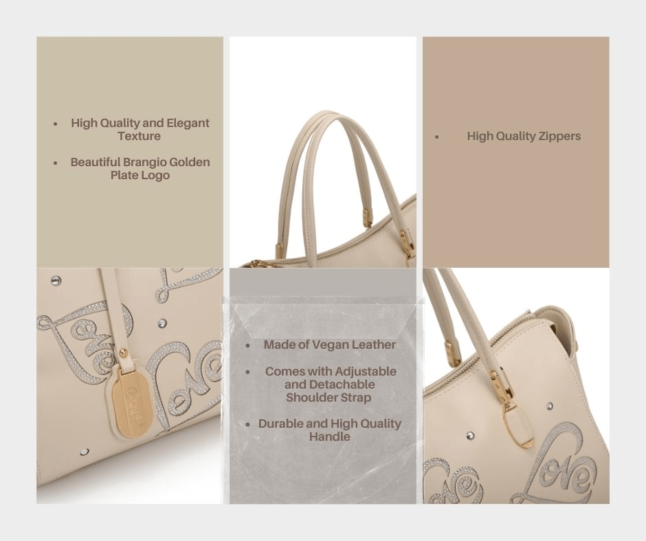 Brangio Italy Collections Women's Handbag Love Vegan Leather Stain Resistant Handle Bag |BI
