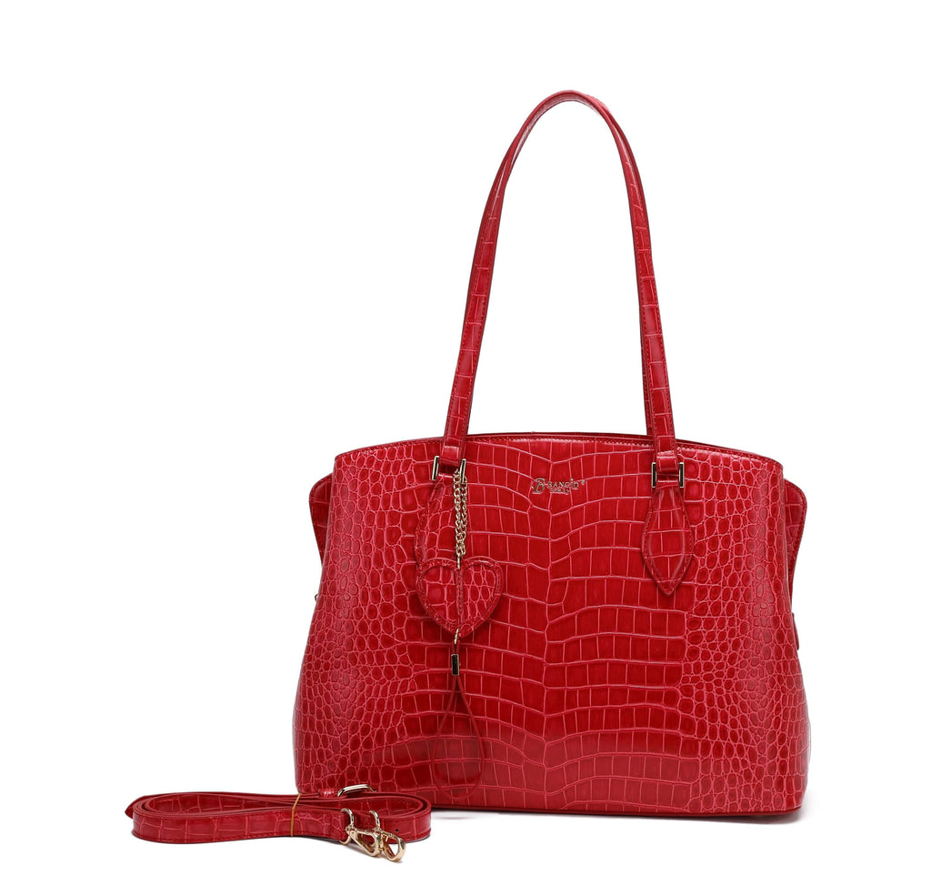 Brangio Italy Collections Women's Handbag Red Croci Curve Diva Tote Bag |BI