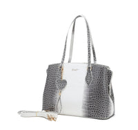 Brangio Italy Collections Women's Handbag White Croci Curve Diva Tote Bag |BI