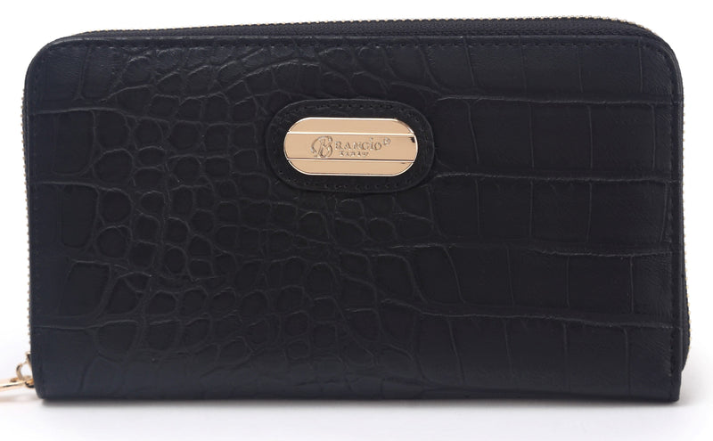 Brangio Italy Collections Women's Wallet Black Diamond Diva Tri-Fold Handmade Wallet with Multiple Card Pockets |BI