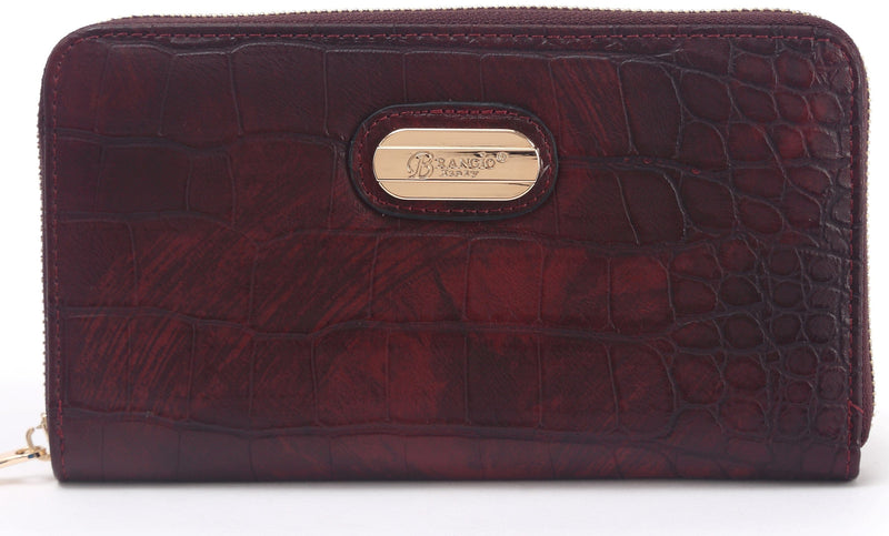 Brangio Italy Collections Women's Wallet Burgundy Diamond Diva Tri-Fold Handmade Wallet with Multiple Card Pockets |BI