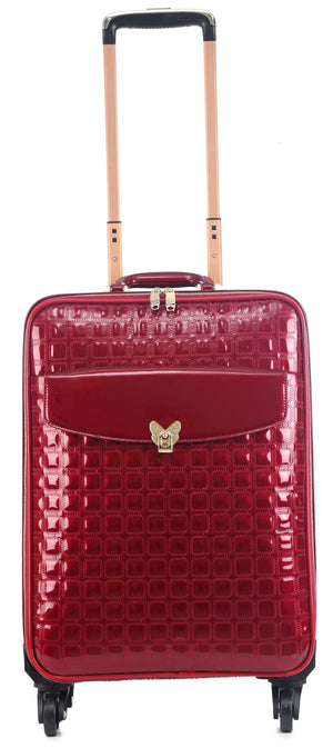 Brangio Italy Luggage Burgundy Sleek and Steady Light Weight Vegan Leather Spinner Luggage in Burgundy or Black