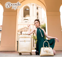 Brangio Italy Luggage Handbag BI Rosy Lox 1.0 Women's 3PC Set in Ivory, Burgundy, Purple, Bronze, Black, or Royal Blue