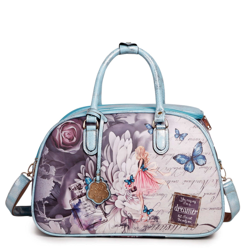 Brangio Italy Luggage Handbag Blue Arosa Dreamerz Vintage Vegan Over Night Bag