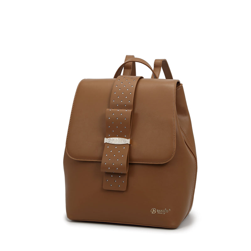 Brangio Italy Luggage Handbag Brown Ribbon Festive Travel Backpack with Rhinestones - Colors Available | BI
