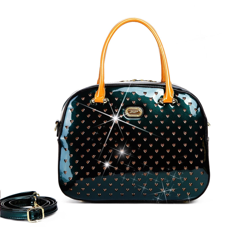 Brangio Italy Luggage Handbag Dark Green BI Starz Art Retro Overnight Latch On Bag in Turquoise, Blue, Bronze, Purple, & More