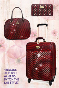 Brangio Italy Luggage Handbag Galaxy Stars Women's 3PC Set | Leather Luggage Set in Black, Ivory, Brown, or Burgundy