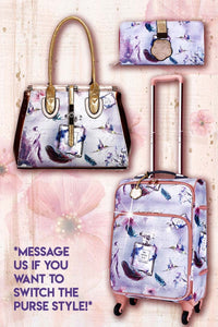 Brangio Italy Luggage Handbag Gold BI Arosa Women's 3PC Set | Carry on w/Spinner Wheels in Gold, Purple, or Burgundy