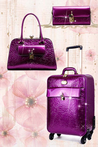 Brangio Italy Luggage Handbag Purple Luggage + Handbag + Wallet BI Rosy Lox 2.0 3PC Luggage Set in Ivory, Burgundy, Purple, Bronze, Black, or Royal Blue