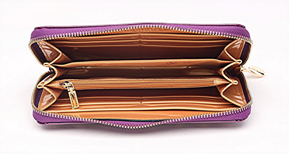 Brangio Italy Luggage Handbag Purple Luggage + Handbag + Wallet BI Starz Art Retro Women's 3PC Set | Spinner Luggage in Purple, Bronze, or Pewter