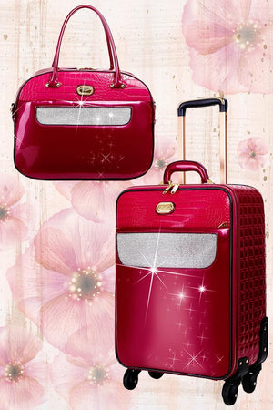 Brangio Italy Luggage Handbag Rose Luggage + Handbag BI Sleek & Steady 2PC Set | Signature Away Luggage Set for Travel with Crossbody Bag