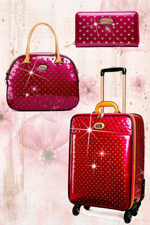 Brangio Italy Luggage Handbag Rose Luggage + Handbag + Wallet BI Starz Art Retro 3PC Set | Women's Overnight Bag Set-Colors Available