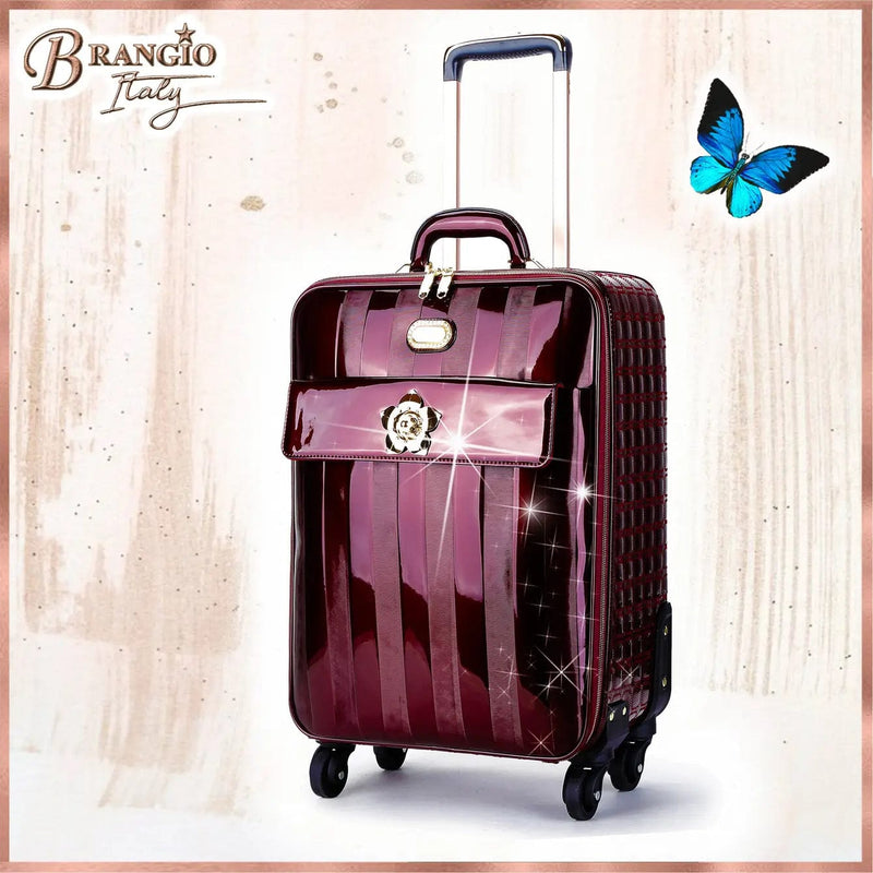 Brangio Italy Luggage Luggage BI Floral Accent Spinner Bag in Purple, Black, Burgundy, Champagne, Bronze, or Pewter