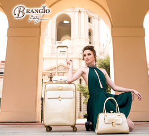 Brangio Italy Luggage Luggage BI Rosy Lox Women's Rolling Suitcase in Ivory, Black, Blue, Burgundy, Bronze, or Purple