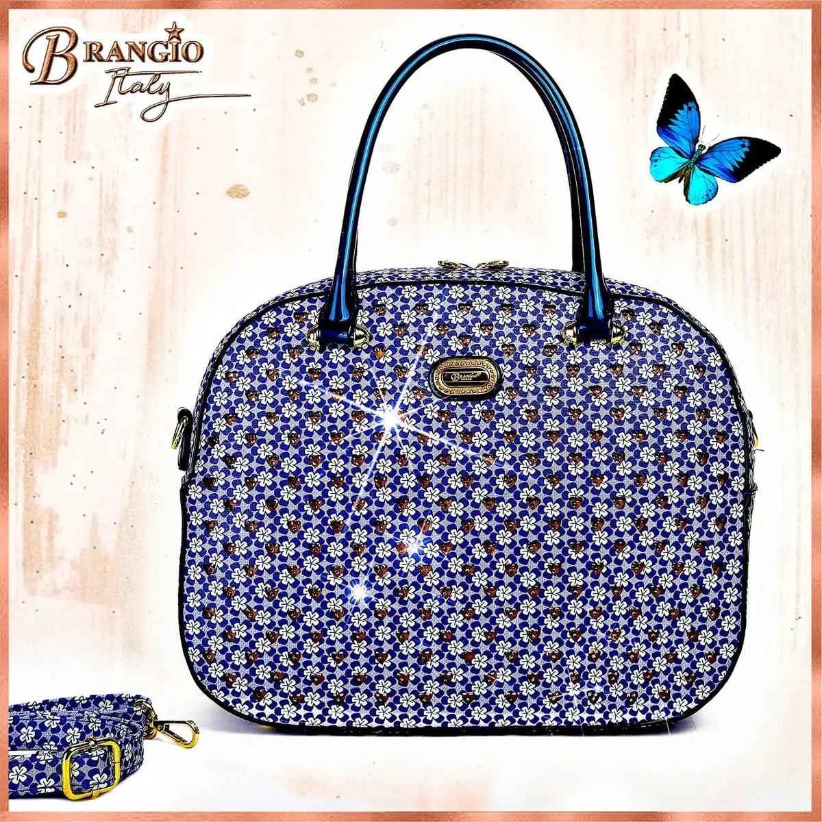 Brangio Italy Luggage Luggage BI Women's Galaxy Overnight Go Away Bag in Brown, Black, Blue, Burgundy, or Ivory