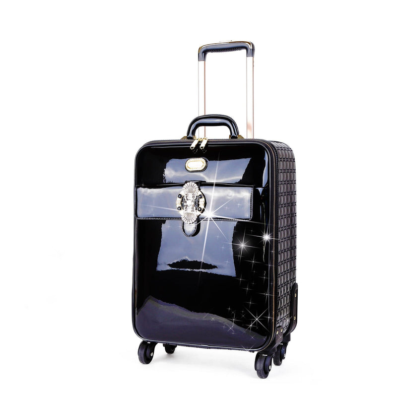 Brangio Italy Luggage Luggage Black BI Queen's Crown Suitcase with Spinner Wheels in Black, Ivory, Blue, Bronze, or Purple