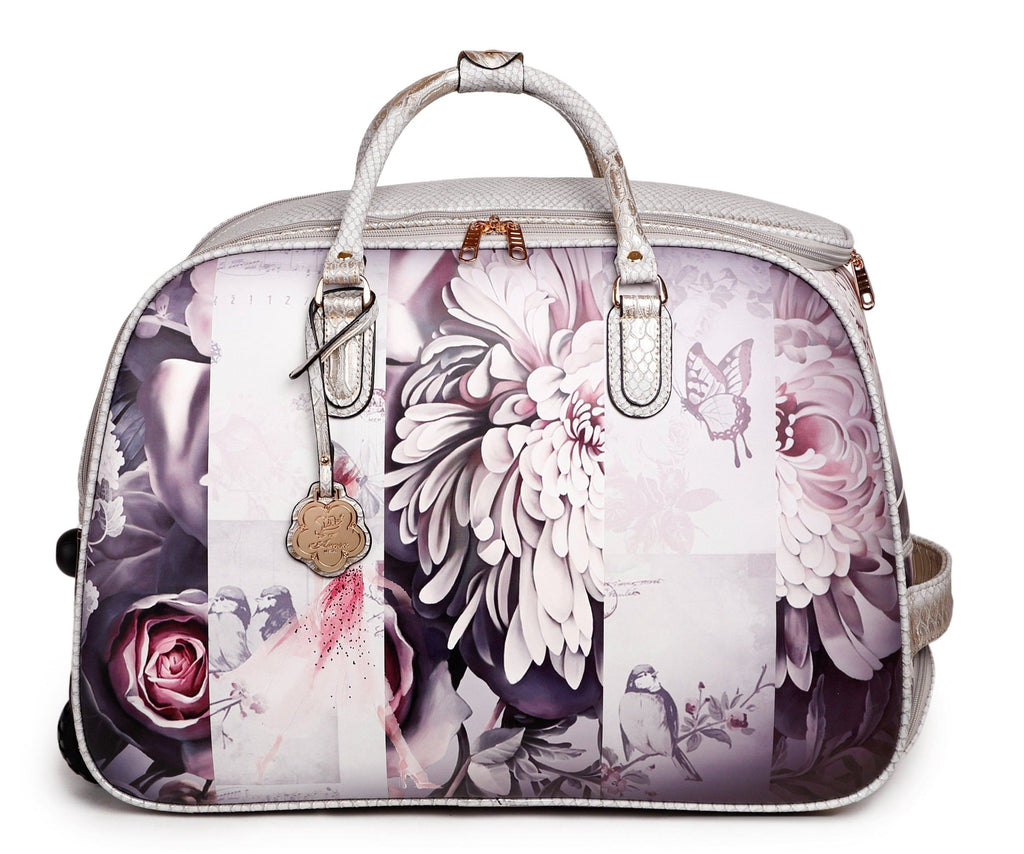 Brangio Italy Luggage Luggage Gray Blossomz Vegan Duffle Bag With Wheel