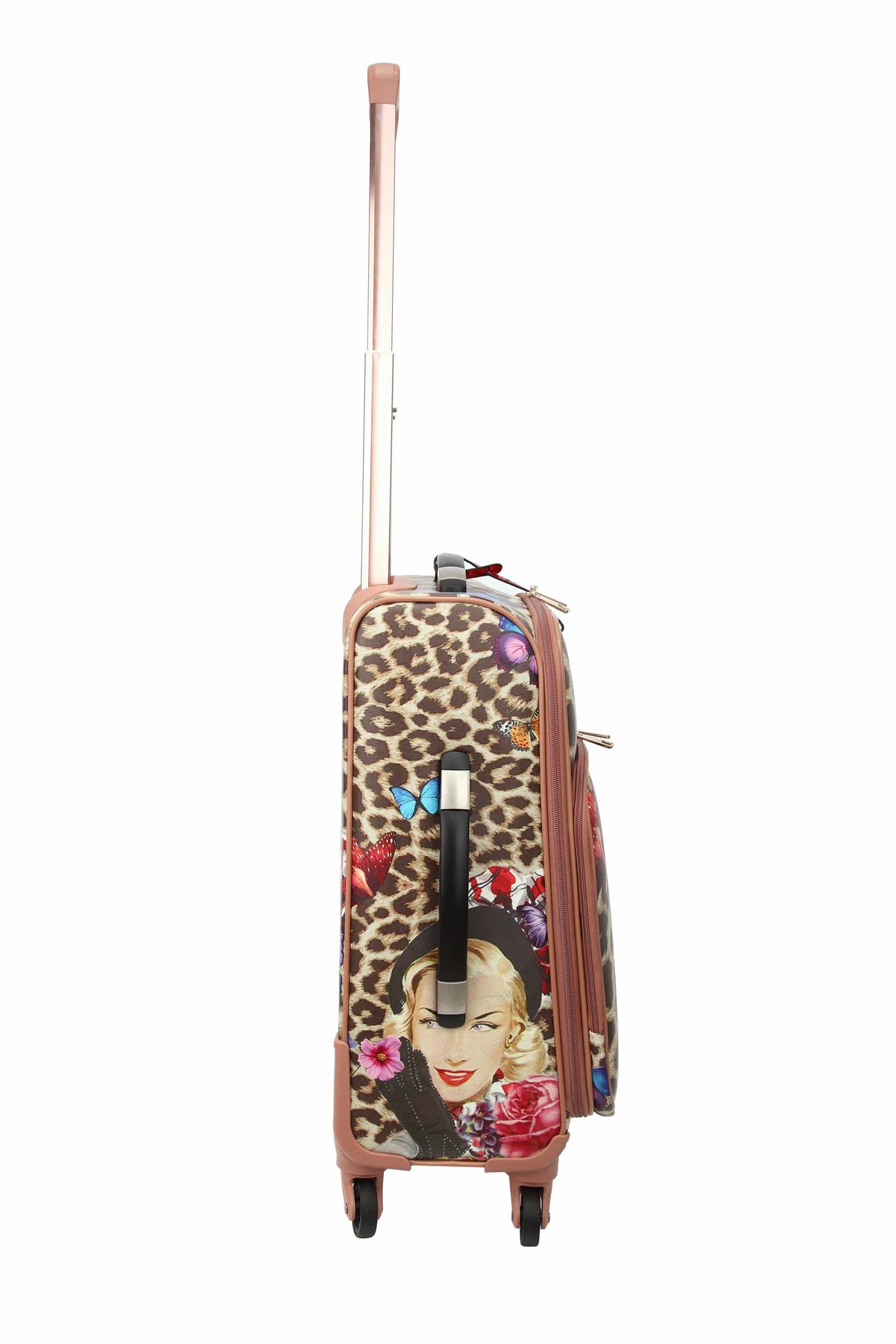 Brangio Italy Luggage Luggage Leopard Vintage Carry on Luggage with Spinner Wheels