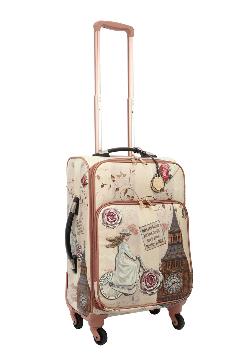 Brangio Italy Luggage Luggage Light Gold Lady Dream Carry on Luggage with Spinner Wheels