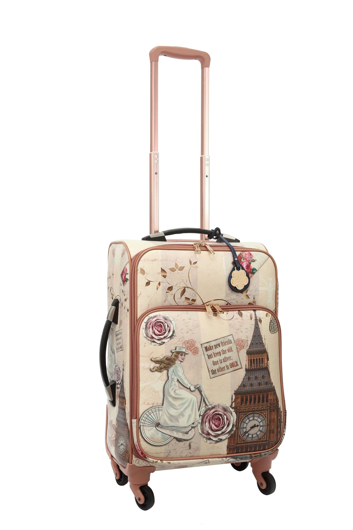 Brangio Italy Luggage Luggage Navy Lady Dream Carry on Luggage with Spinner Wheels