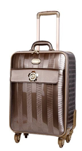 Brangio Italy Luggage Luggage Pewter BI Floral Accent Spinner Bag in Purple, Black, Burgundy, Champagne, Bronze, or Pewter