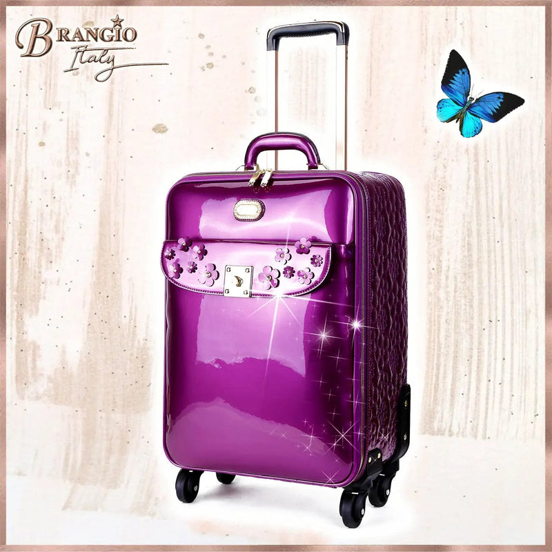 Brangio Italy Luggage Luggage Purple BI Floral Sparx Lightweight Spinner Luggage for Women in Purple