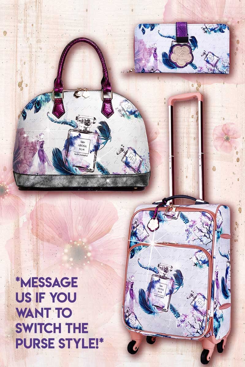 Brangio Italy Luggage Women's Handbag Arosa Fragrance 3PC Set | Carry-on Underseat Travel Luggage |BI
