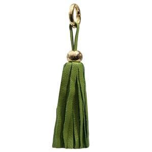 ClaudiaG Bag Charm Leather Tassel - Lime Green/Gold