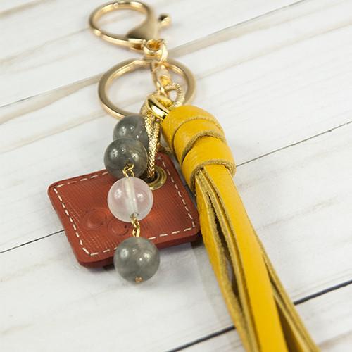 ClaudiaG Bag Charm Lucca Leather Bag Charm- Yellow