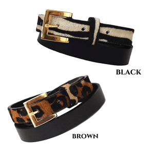 ClaudiaG Belt Sophia Genuine Leather & Cowhide Belt -Black