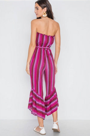 ClaudiaG Dress Stripe Jumpsuit -Berry
