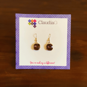 ClaudiaG Earrings Gold/Berry Cube Earrings