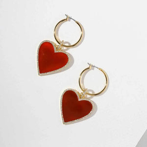 ClaudiaG Earrings Red Heart Drop Earrings