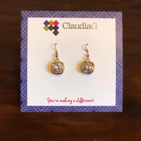 ClaudiaG Earrings Rose Gold/Clear Cube Earrings