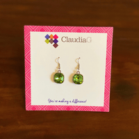 ClaudiaG Earrings Silver/Lt.Green Cube Earrings