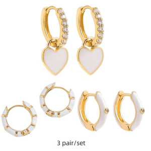 ClaudiaG Earrings White Trio Earring Stack