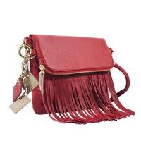 ClaudiaG Handbag Flamingo Leather Fringe Handbag- Scarlet Red