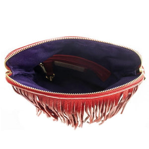 ClaudiaG Handbag Flamingo Leather Fringe Handbag- Scarlet Red