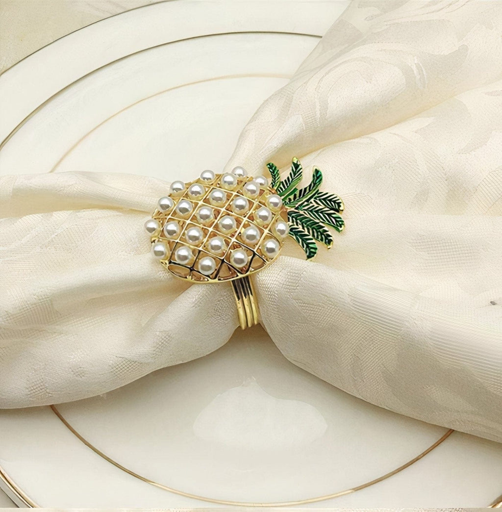ClaudiaG Home Home Decor Gold Pineapple Napkin Ring Set of 6