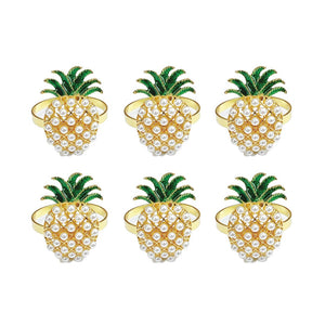 ClaudiaG Home Home Decor Gold Pineapple Napkin Ring Set of 6