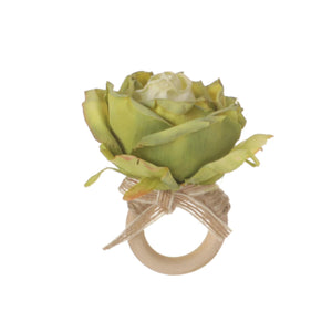 ClaudiaG Home Home Decor Green Rosa Napkin Ring Set of 4