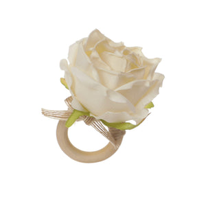 ClaudiaG Home Home Decor White Rosa Napkin Ring Set of 4