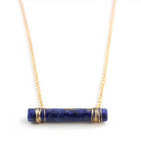 ClaudiaG Necklace Lapis Lazuli Quartz Cylinder Necklace