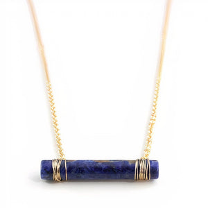 ClaudiaG Necklace Lapis Lazuli Quartz Cylinder Necklace